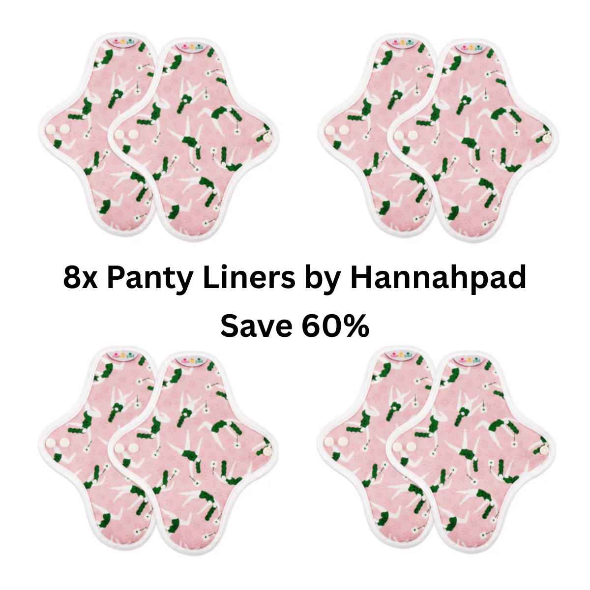 8x Hannahpad PANTY LINERS 21cm/15mL SAVE 60% Value Bundle