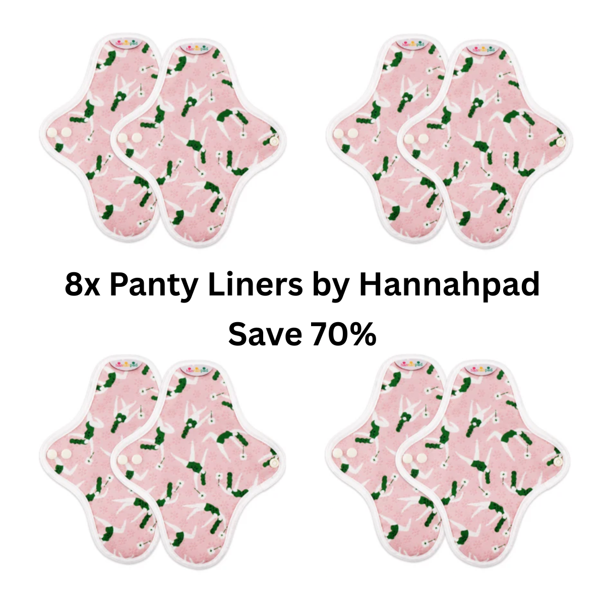 8x Hannahpad PANTY LINERS 21cm/15mL SAVE 70% Value Bundle