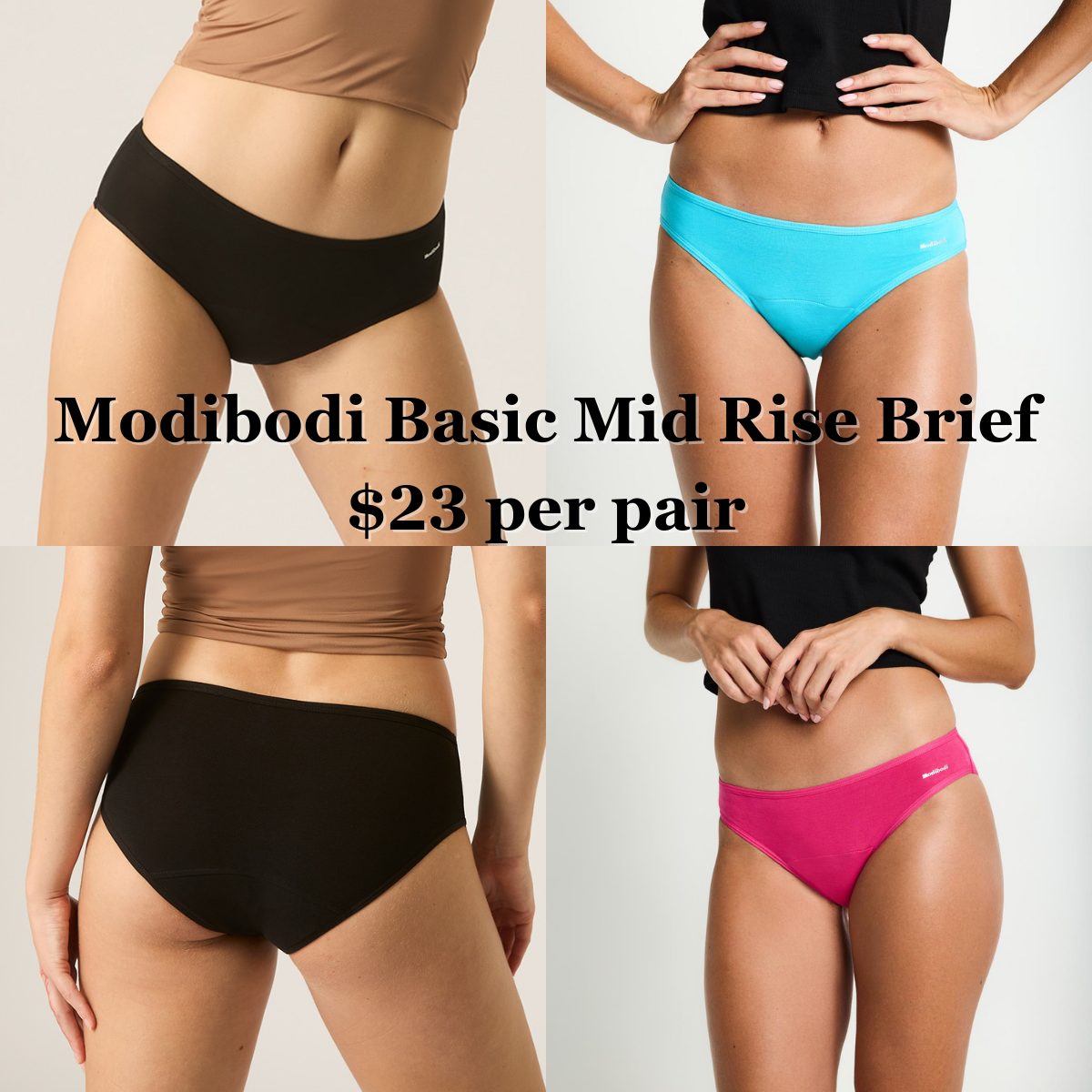 Modibodi™ Basic Mid-Rise Brief (Adult sizes 8-20)